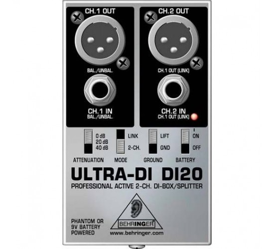 Behringer Di20 профессиональный активный 2-х канальный директ бокс / сплитер