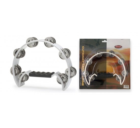 Stagg TAB-2 WH полукруглый тамбурин с ручкой, 16 колокольчиков, цвет белый