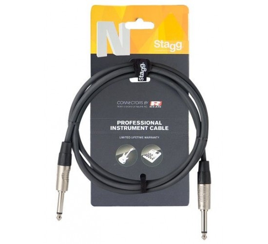 Stagg NGC3R профессиональный гитарный шнур jack-jack с разъемами типа REAN длина 3 метра, черный