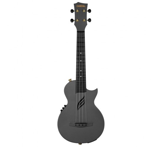 Cascha HH-2258E Carbon Fibre Укулеле концертный трансакустическая, с чехлом, черная, углеволокно