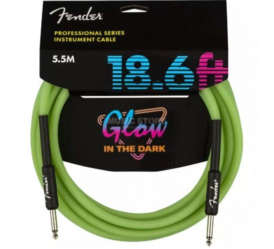 Fender 18.6' Professional Inst Glow in the Dark инструментальный кабель, Green, 5.5м
