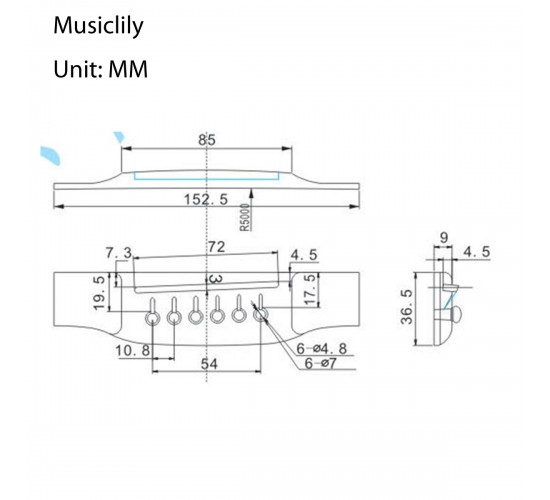 Musiclily M217 Бридж для акустической гитары, Martin Style, палисандр