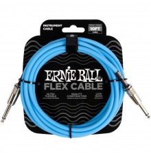 Ernie Ball 6412 кабель инструментальный Flex, прямой - прямой джеки, 3 метра, синий