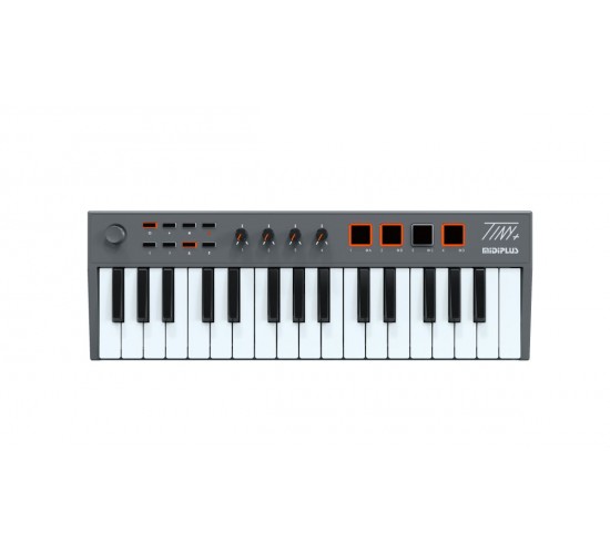 Midiplus TINY+ Миди-клавиатура 32 клавиши с транспортной панелью, 4 пэдами и 4 регуляторами