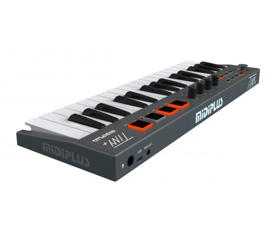 Midiplus TINY+ Миди-клавиатура 32 клавиши с транспортной панелью, 4 пэдами и 4 регуляторами