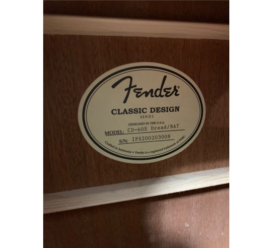Fender CD-60S Dread/NAT акустическая гитара, выставочный образец
