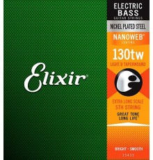 Elixir 15433 NANOWEB Отдельная 5-ая струна для бас-гитары, Light B .130 XL TW, никелированная