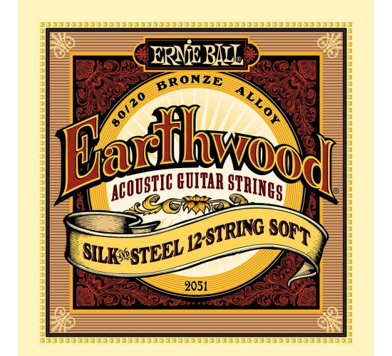 Ernie Ball 2051 струны для 12стр. акуст.гитары Silk&Steel Soft (9-9.12-12.20w-9.26-12.36-20p.46-26)