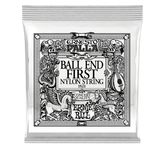 Ernie Ball 1521 1я струна для классической гитары. Черный нейлон, шарик, калибр .028