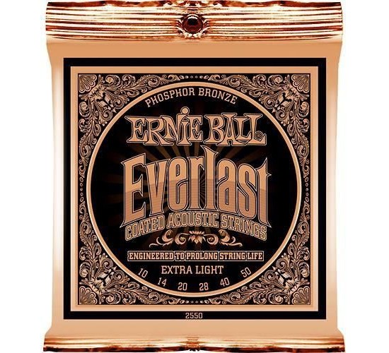 Ernie Ball 2550 струны для акуст.гитары Everlast Coated Phosphor Bronze Extra Light (10-14-20w-28-40-50)  фосфорная бронза с нанонапылением