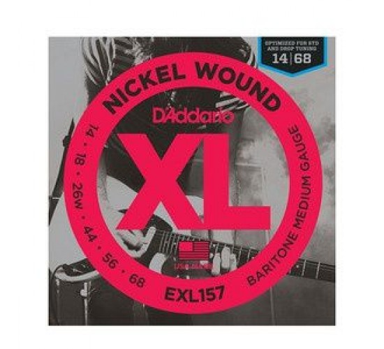 D'Addario EXL157 XL NICKEL WOUND Струны для электрогитары Baritone-Medium 14-68
