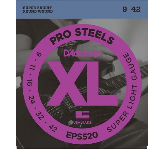 D'Addario EPS520 XL PRO STEEL Струны для электрогитары Super Light 9-42 EPS520