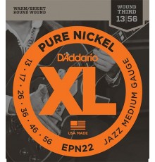D'Addario EPN22 XL PURE NICKEL Струны для электрогитары чистый никель Jazz Medium 13-55