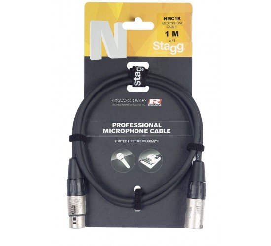 Stagg NMC1R профессиональный микрофонный шнур XLR-XLR, длина 1 метр, черного цвета.