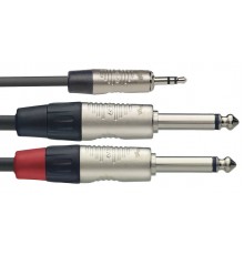 Stagg NYC3/MPS2PR профессиональный аудио шнур, мини стерео Jack 1/8«- 2 моно jack 1/4», 3 метра