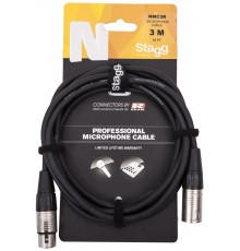 Stagg NMC3R профессиональный микрофонный шнур XLR-XLR, разъемы типа NEUTRIK, длина 3 м., черный