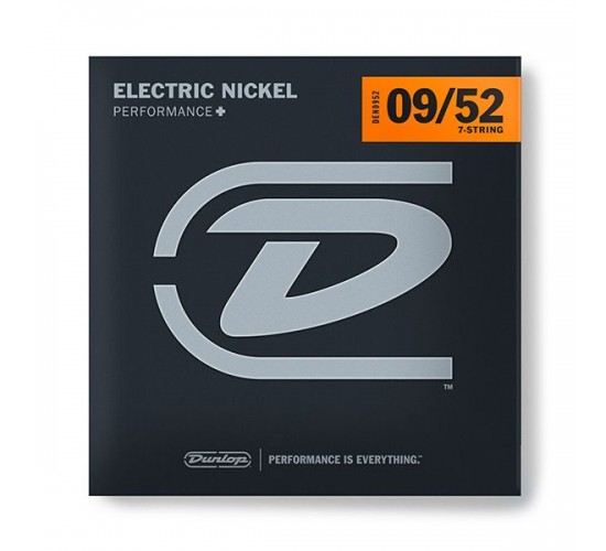 Dunlop DEN0952 комплект струн для 7-струнной электрогитары, никелированные, 9-52