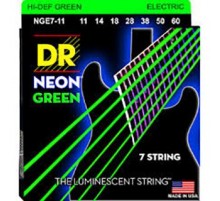DR NGE7-11 Neon Green комплект струн для 7-струнной электрогитары, никелированные, с покр., 11-60