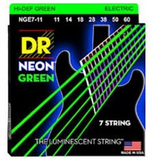 DR NGE7-11 Neon Green комплект струн для 7-струнной электрогитары, никелированные, с покр., 11-60